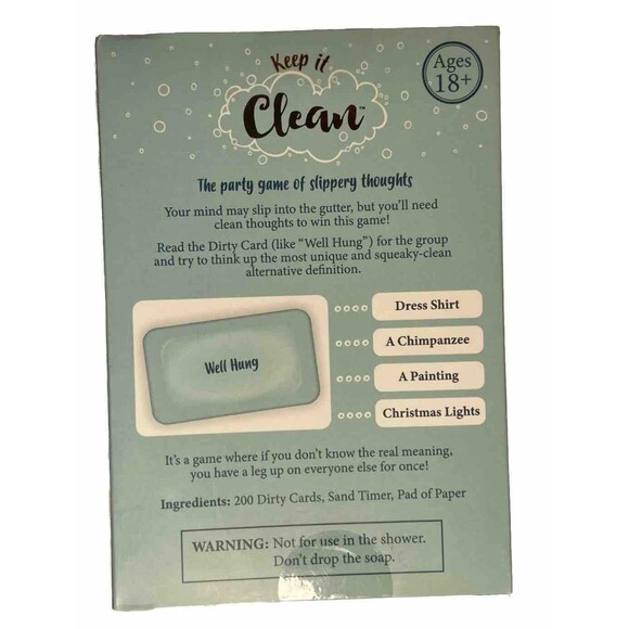 NEW Keep It Clean The Party Game Of Slippery Thoughts 200 Cards Ages 18+ Adult - Picture 2 of 8